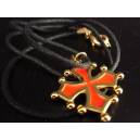 Collier croix occitane (m&eacute;tal et cordon noir)