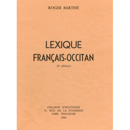 Lexique français-occitan - Roger Barthe
