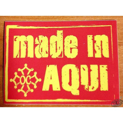 Autocollant "Made in aqui" avec croix Oc