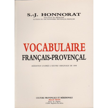 Vocabulaire français-provençal – Simon-Jude Honnorat