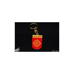 Porta-claux métau blason Occitània (crotz occitane + OCCITÁNIA) 3 x 4,5 / Porte-clefs métal blason