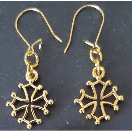 Gilded metal Occitan cross earrings