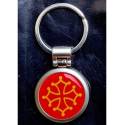 Porte-clés "Croix Occitane" (rond métal, diam. 3,4 cm)