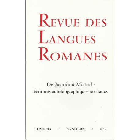 Revue des Langues Romanes - Tome 109-2 (2025-n°2)