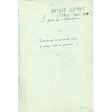 Le patois du Champsaur - Arthur Chabot (manuscript)