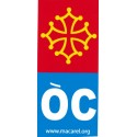 Pegasolet crotz occitana + "ÒC" blu per las placas d'immatriculacion