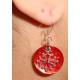 Boucles d'oreilles croix occitane (métal argenté sur nacre rouge)