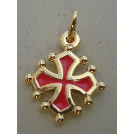 Pendentif Croix occitane Sang et or 1,5cm