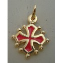 Pendentiu Croix occitane Sang et or 1,5cm 