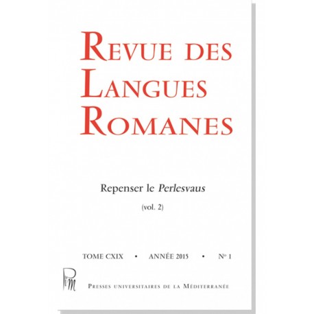 Revue des langues romanes - Abonnement (1 an) - Couverture