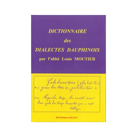 Dictionnaire des dialectes Dauphinois - Abbé Louis Moutier - Cobertura