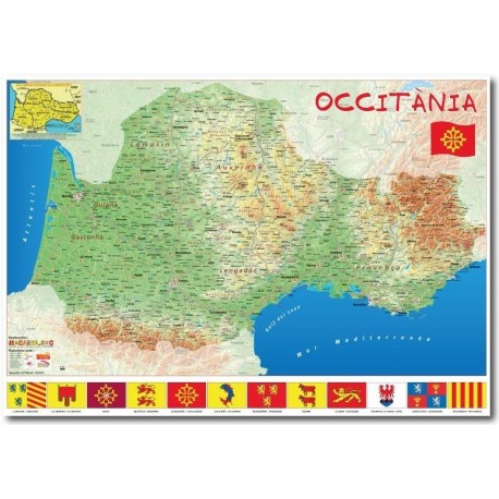 Carte Occitanie (Macarel) 70 x 100 cm