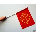 Occitan flag with PVC handle - Polyester 35 x 45 cm