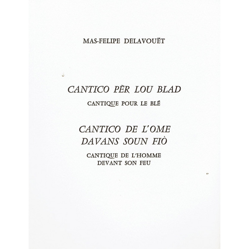 Couverture de Cantico pèr lou blad - Cantico de l'ome davans soun fiò