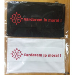 Washable protective mask with Occitan cross and text Gardarem lo moral !