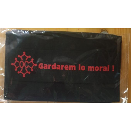 Washable protective mask with Occitan cross and text Gardarem lo moral !