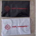 Washable protective mask with Occitan cross and text mèfi, romegaire !