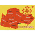 Sticker Occitània map (red on yellow background)